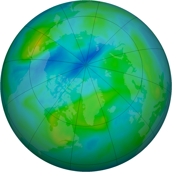 Arctic ozone map for 12 September 2007